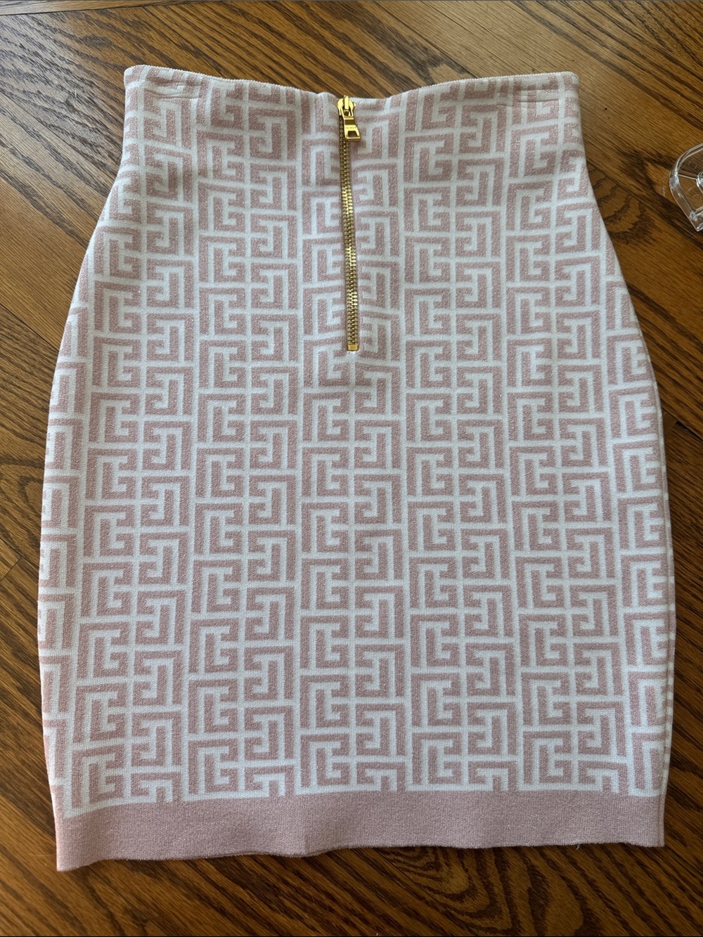Balmain Women's Pink Patterned Knit Skirt - Picture 5 of 5